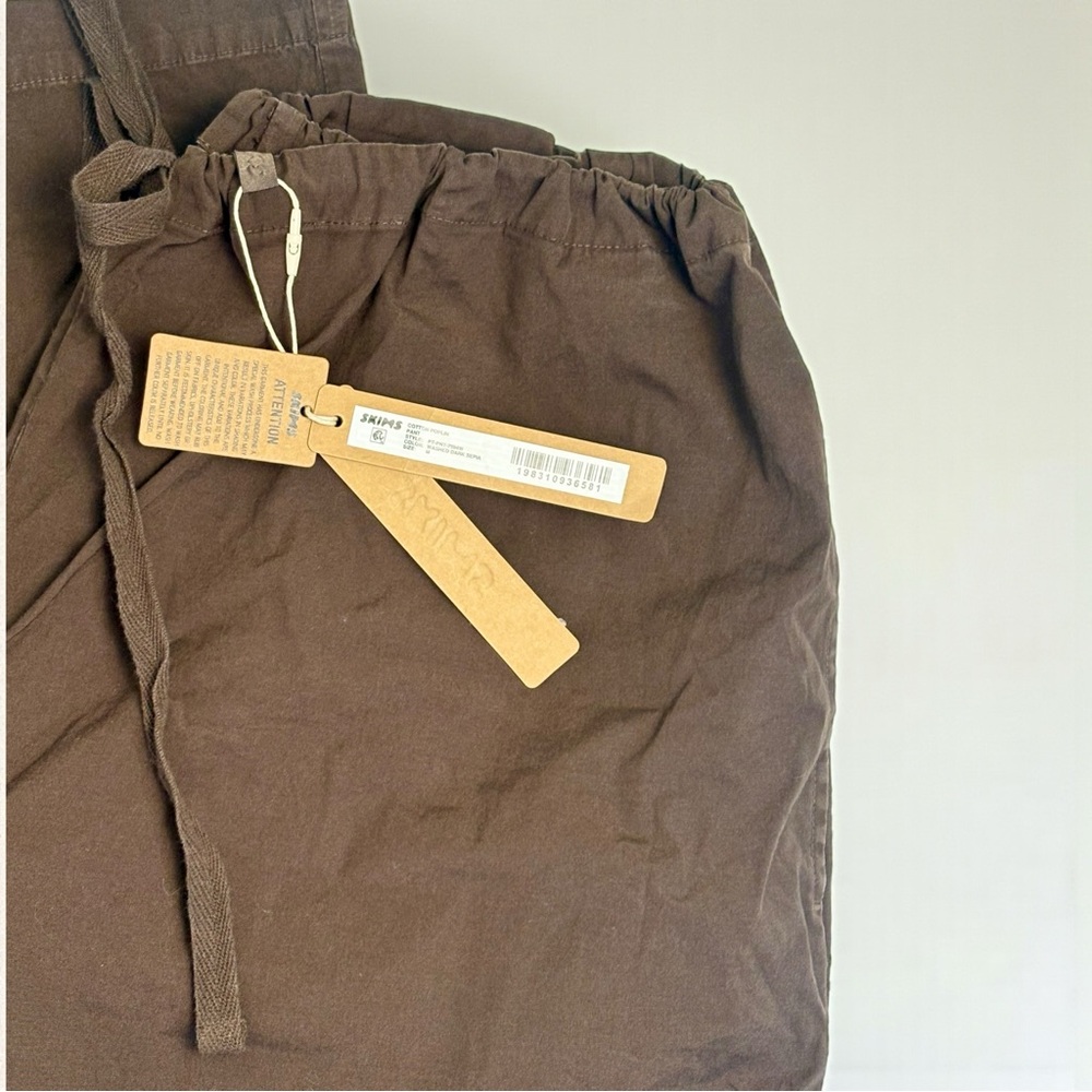 SKIMS Cotton Poplin Pants | Washed Dark Sepia | M | NWT - Picture 8 of 8